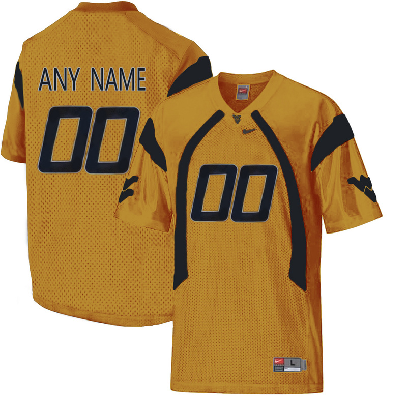 West Virginia Mountaineers Customized College Football Mesh Jersey  Gold